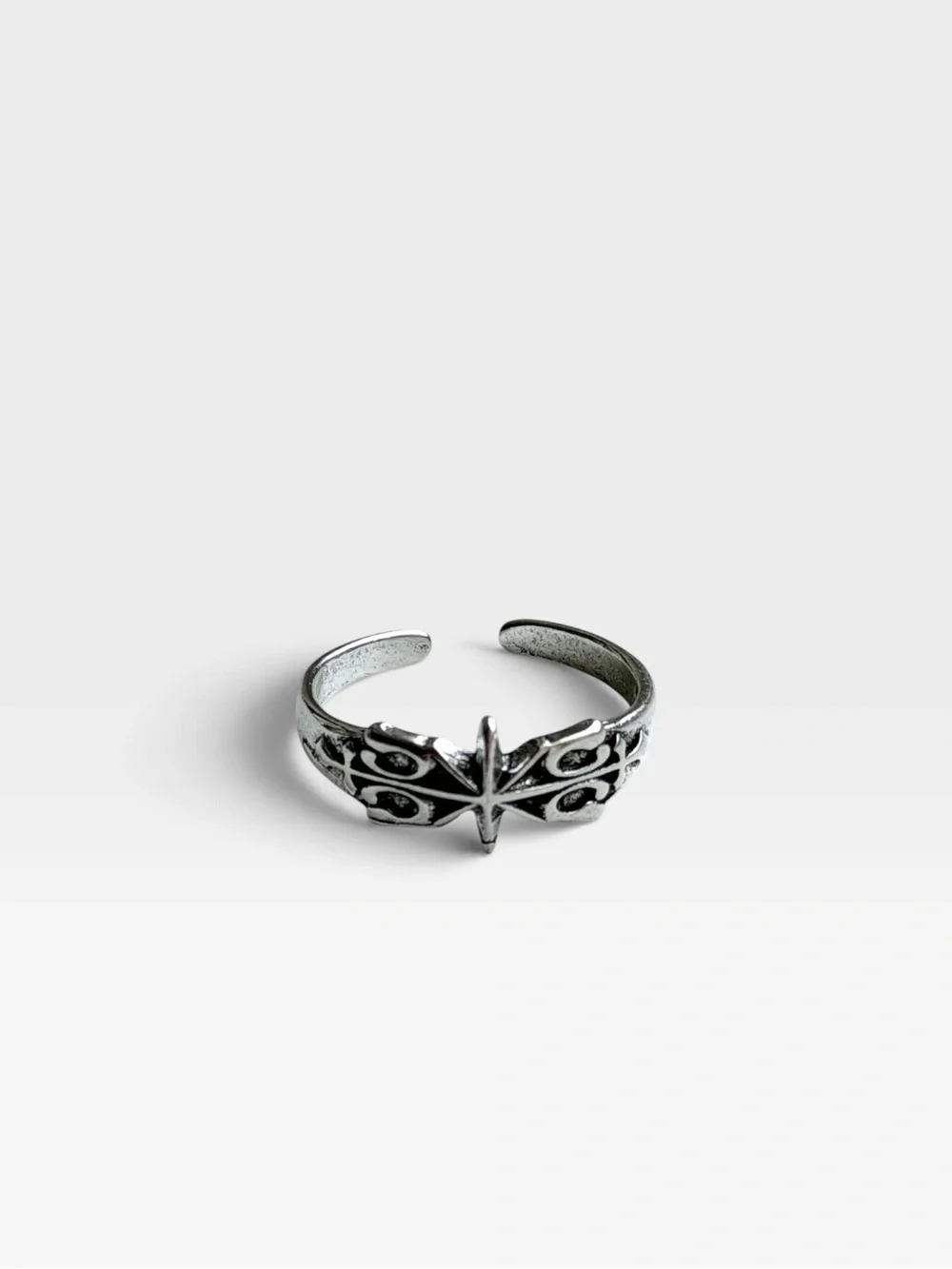 Silver Starburst Adjustable Men's Ring